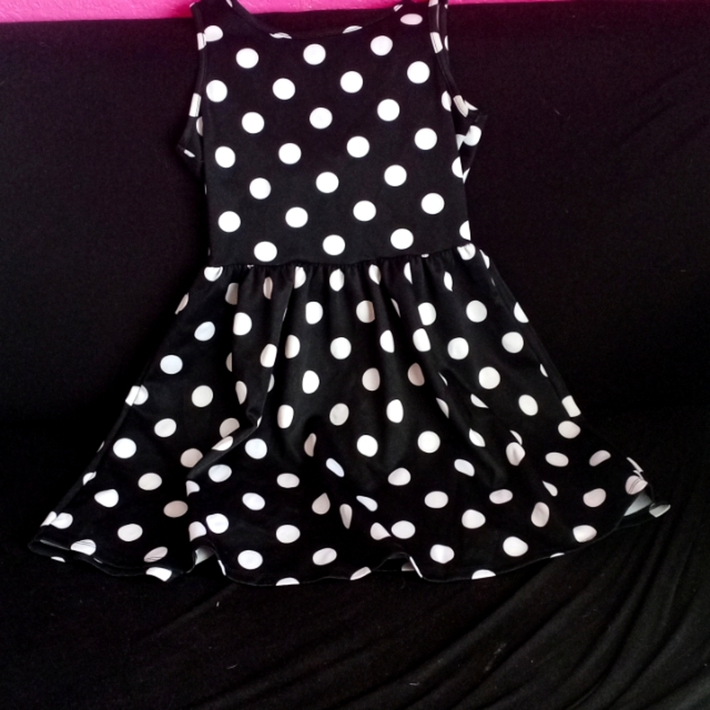 Ruby Rox black and white polkadot mini dress (small)